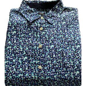 TALBOTS Womens' Lightweight Blue Floral Button Down Long Sleeve Shirt Sz 16